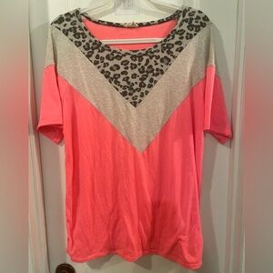 BIBI Leopard Print and Pink Women's Top EUC